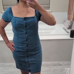 Denim Button-Down Dress